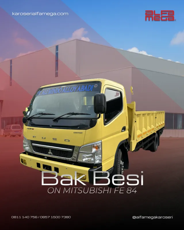 Karoseri bak besi open cargo AME tampak samping