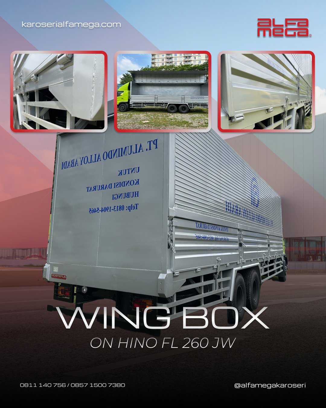 Wing box besi AME tampak belakang